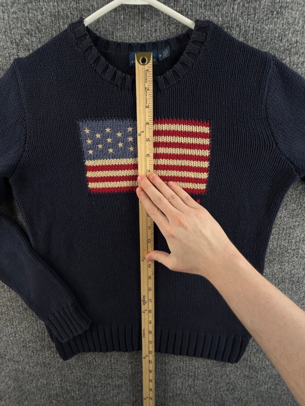 Polo Ralph Lauren USA Flag Pullover Medium Cotton Women Graphic Sweater Blue - Picture 4 of 16